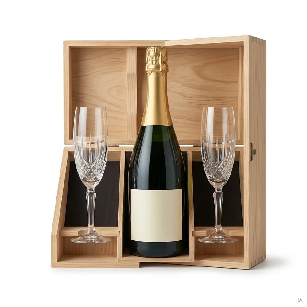 Champagne brut et ses deux flûtes