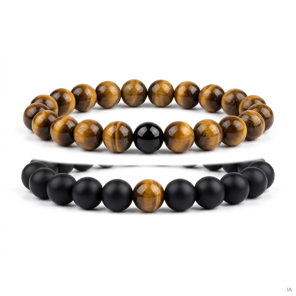 Bracelets assortis œil de tigre et onyx