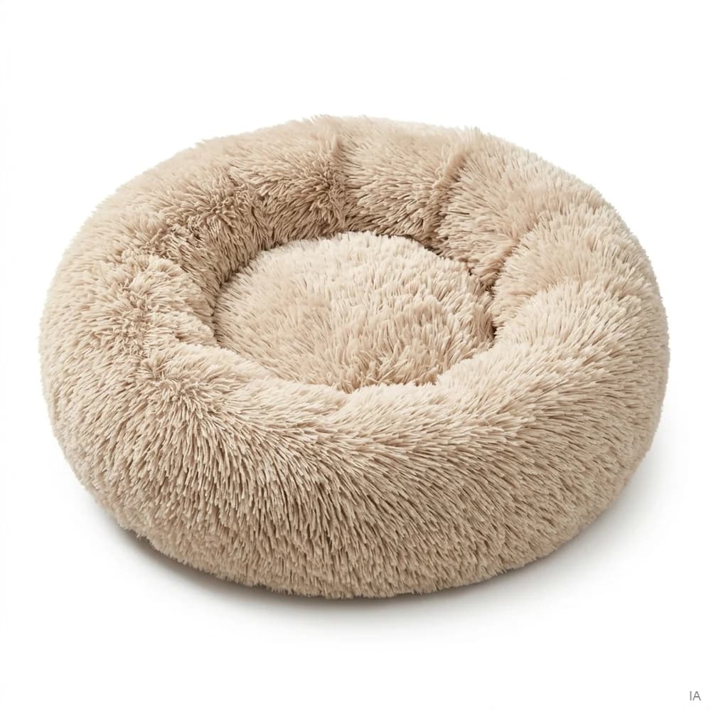 Panier rond en fausse fourrure