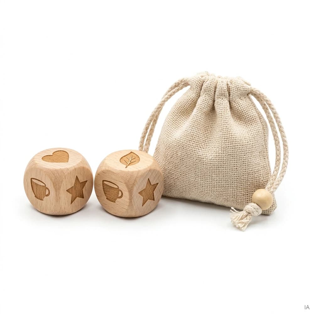 Dés des défis à deux, en bois
